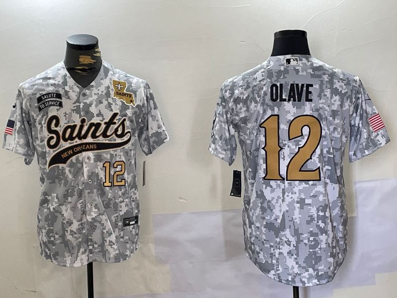 Men New Orleans Saints #12 Olave Nike Arctic Camo 2024 Salute to Service Limited NFL Jersey style 5